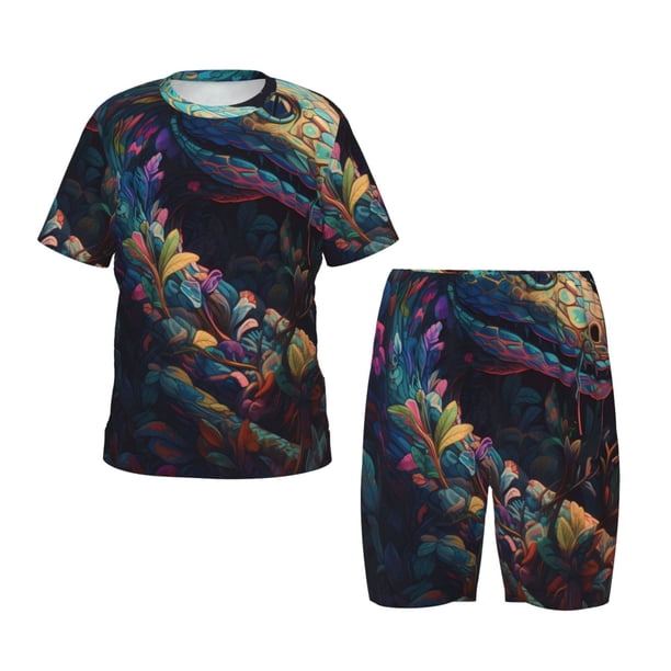 Balery Colorful Patterned Snake Conjunto de Pijama Infantil de Manga Corta con Estampado – Ropa de Dormir de Algodón Suave-4X-Large