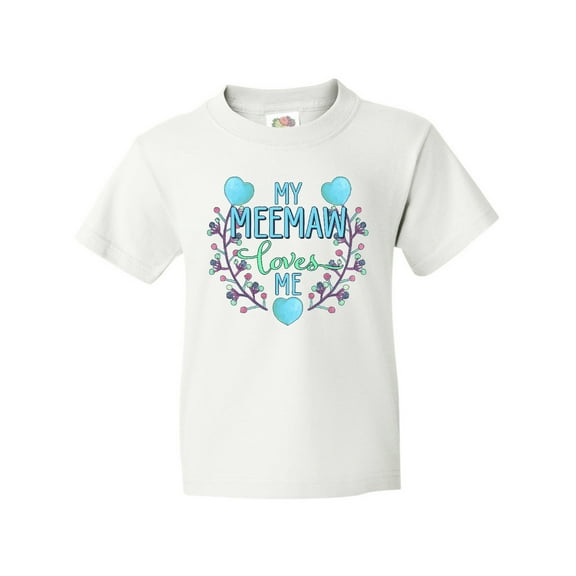 Inktastic My Meemaw Loves Me with Flowers and Hearts Youth T-Shirt