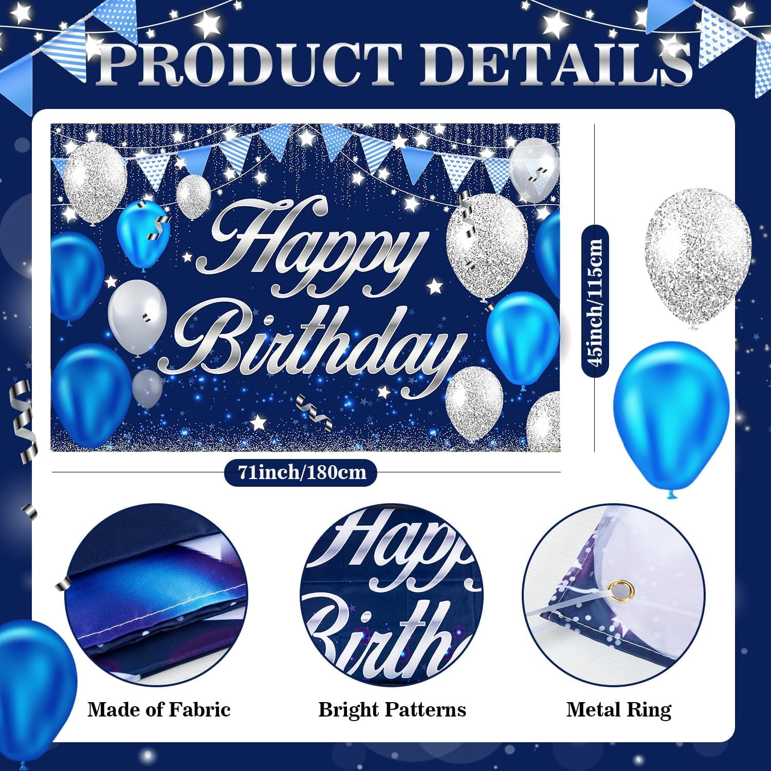 OakTree Birthday Boy Foil Holographic Banner - Blue, 9 Feet Long