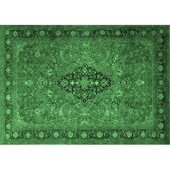 Ahgly Company Indoor Rectangle Medallion Emerald Green Traditional Area Rugs, 2' x 3'