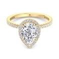 thumbnail image 2 of Summer - Moissanite Pear Shape Lab Diamond Dainty Engagement Ring With Halo & Sidestones, 2 of 4