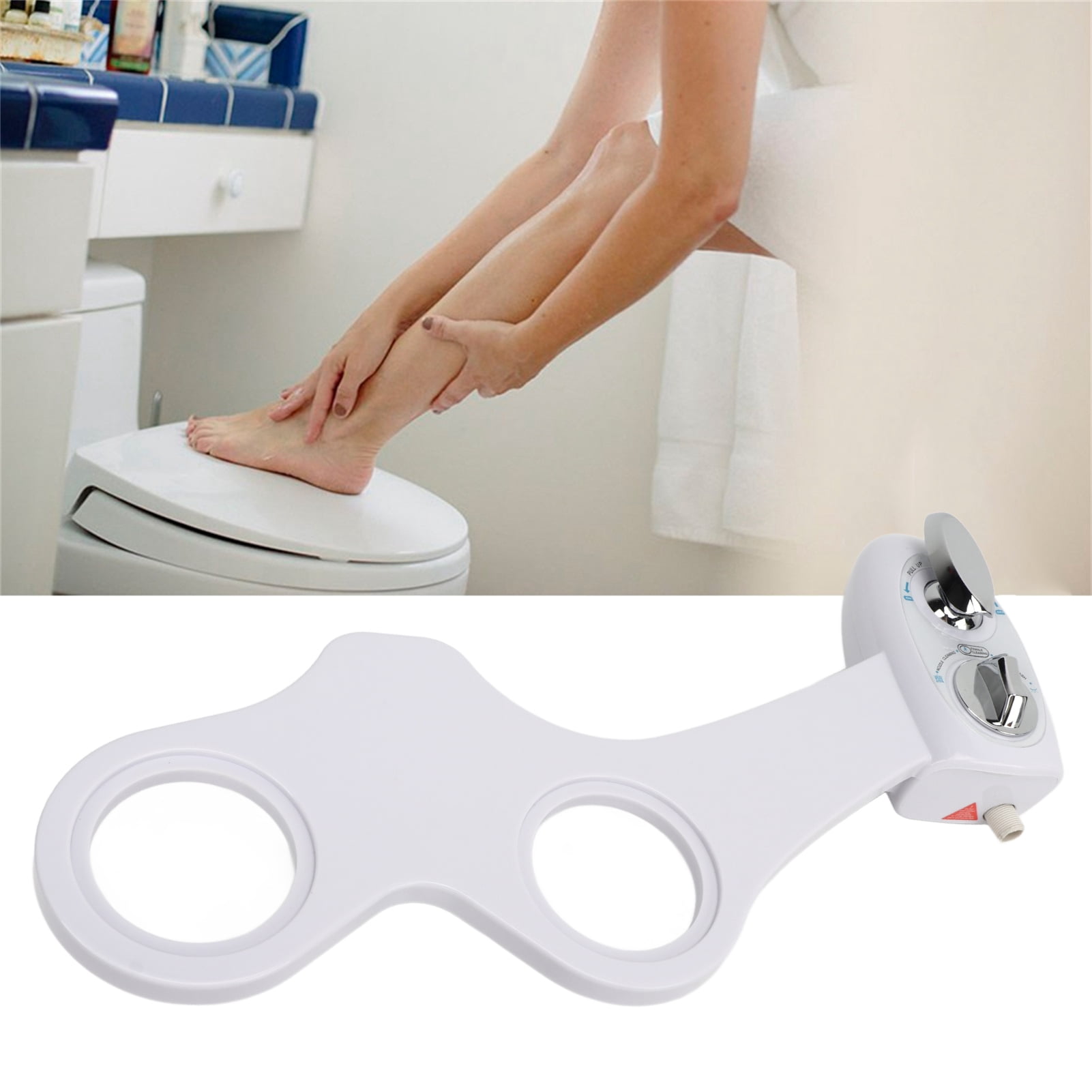 Riousery Bathroom Dual Nozzle Cold Water Spray Adjustable Bidet Toilet Attachment with Hose, White (18.5 inches / 47 cm)