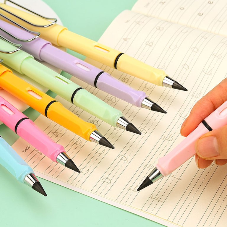 6 Pack Everlasting Sandalwood Pencils With Replaceable Nibs - Never Needs Sharpening, Writes Like HB