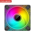 thumbnail image 1 of COOLMOON DM1 5V 3PIN ARGB 12V 4PIN PWM Luminous PC Case Fan (Reverso negro), 1 of 8