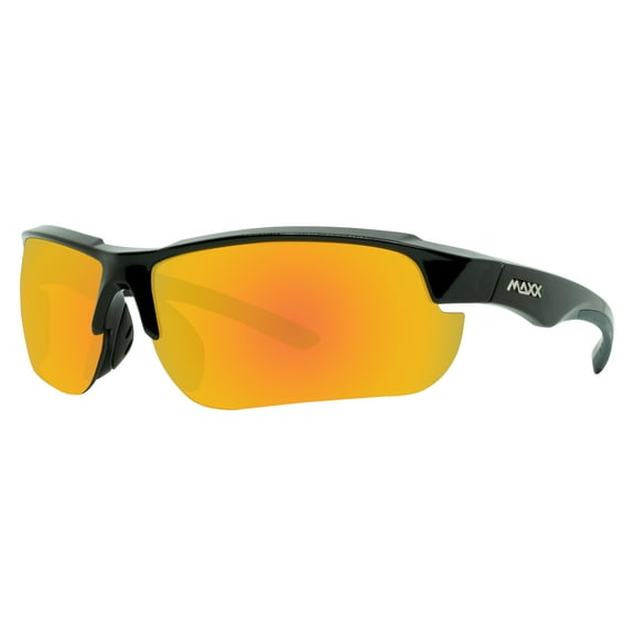 Maxx 8 Orange Mirrored HD Lenses Black Frame Sports Sunglasses