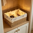 thumbnail image 5 of Small Woven Storage Basket with Linen Liner for Home, Bathroom, Kitchen, 5 of 6