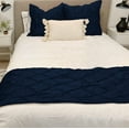 thumbnail image 2 of Bed Runner Set 100% Cotton 800 Thread Count 3 Piece Pinch Pleated Bed Runner Set, Decorative Bed Scarf, 3 Pinch Pleated Bed Runner Set and 2 Pillow Shams (Queen Size, Navy Blue), 2 of 4