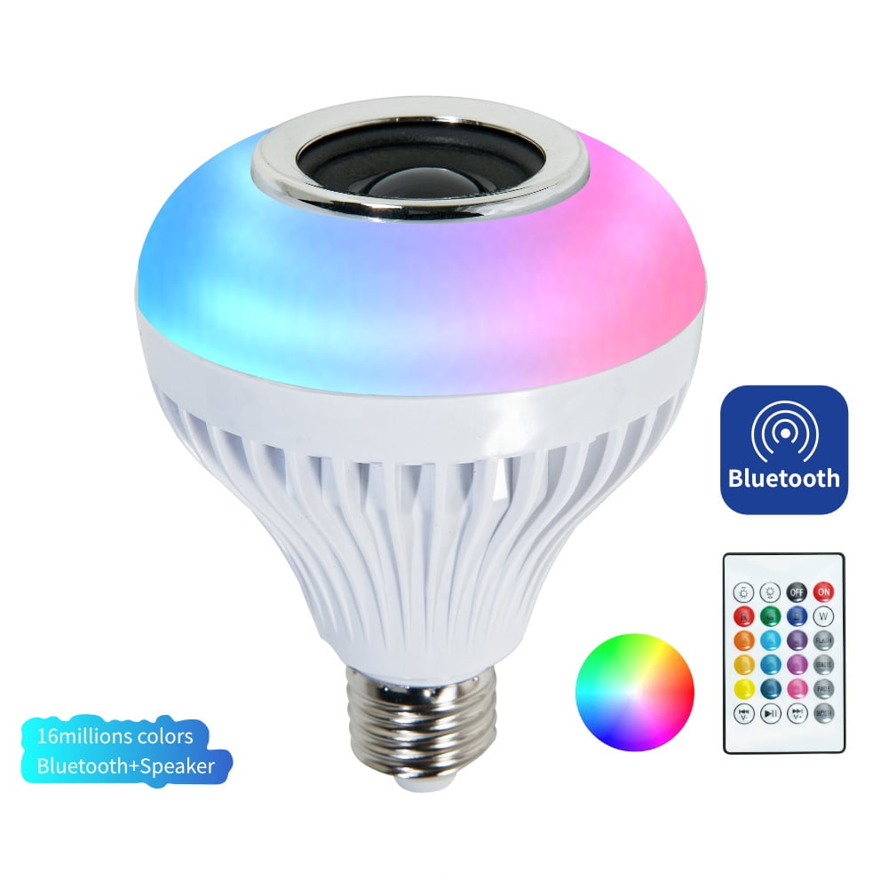 Visland LED Light Bulb Bluetooth Speaker, E27 RGB Changing Lamp Wireless Stereo Audio with 24 Keys Remote Control - Walmart.com