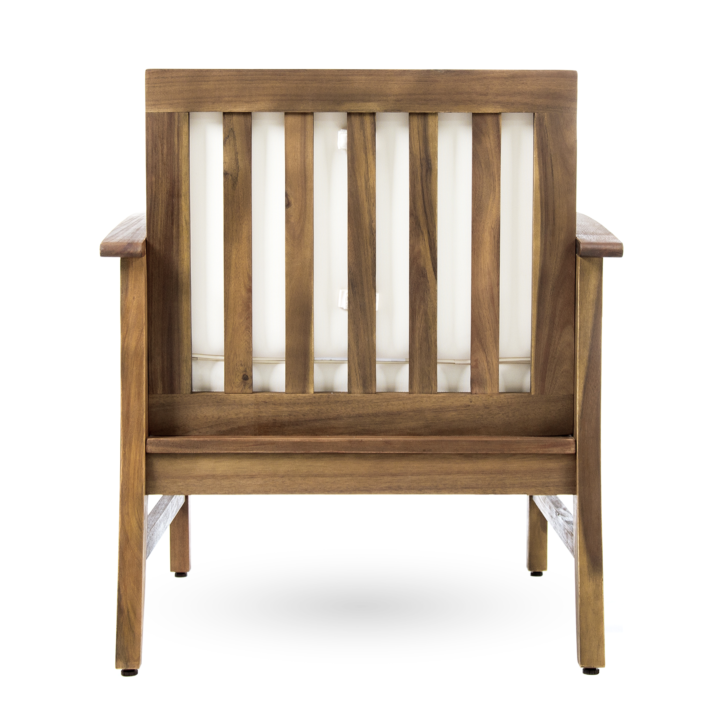 Angel Outdoor Teak Finished Acacia Wood Club Chairs with Cushions, Cream.
