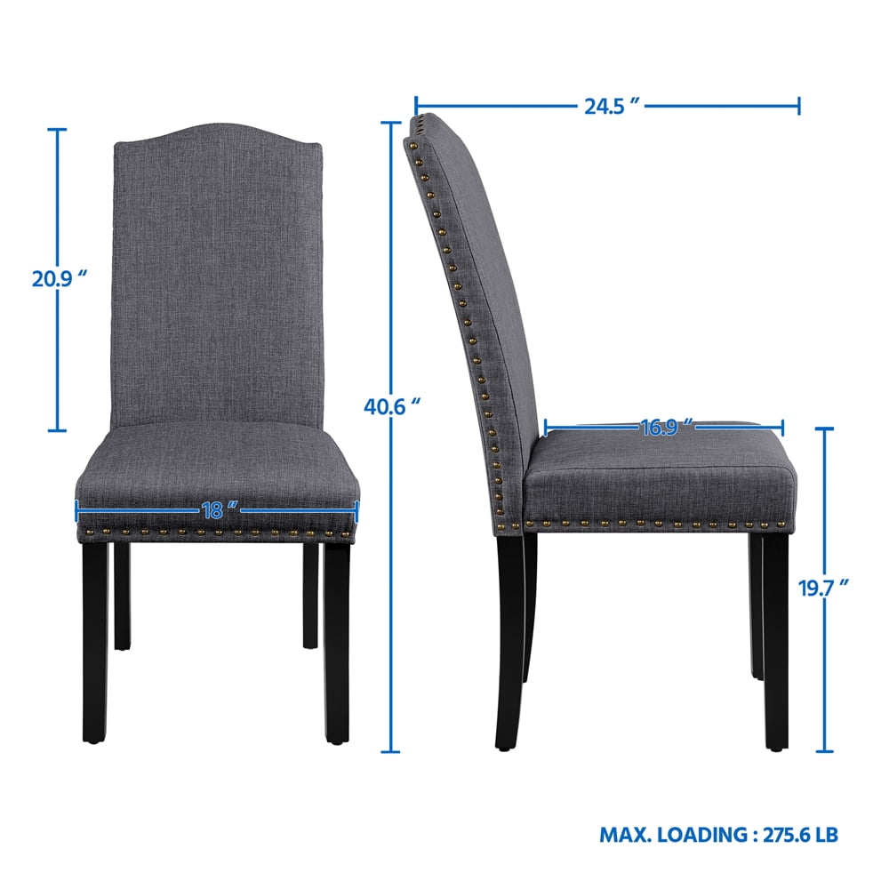Alden Design 2pcs Tufted High Back Dining Chair, Gray