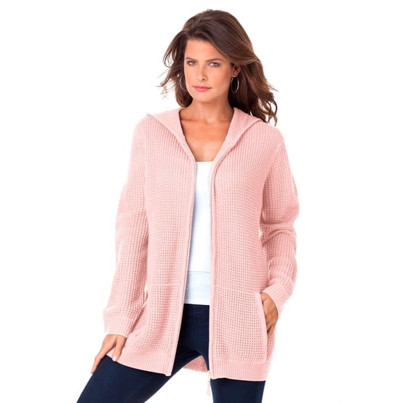 Cardigan con Capucha y Cierre para Mujer Talla Grande Roaman's 6X Color Rubor