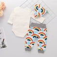 thumbnail image 3 of MAMOWEAR Newborn Baby Boys Girls Rainbow Romper Tops + Pants Hat Outfits Clothes Set, 3 of 8