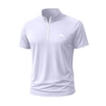thumbnail image 2 of Vmvidoty Workwear Men's Short Sleeve Pocket T-Shirt Fitting Sport Train Zipper Stand Up Collar Top White XL, 2 of 5