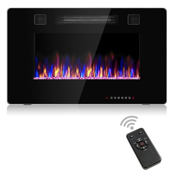 Topbuy 30" Recessed Electric Fireplace 750W/1500W heater in Wall Remote Control w/Timer Available Flame Color