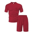 thumbnail image 2 of BiZtdJrK Men's Sweat Sets Casual Waffle Ribbed Knit Short Sleeve Tops and Drawstring Shorts 2 Piece Outfits Solid Lounge Set with Pockets Wine XXXL Prime Today, 2 of 3