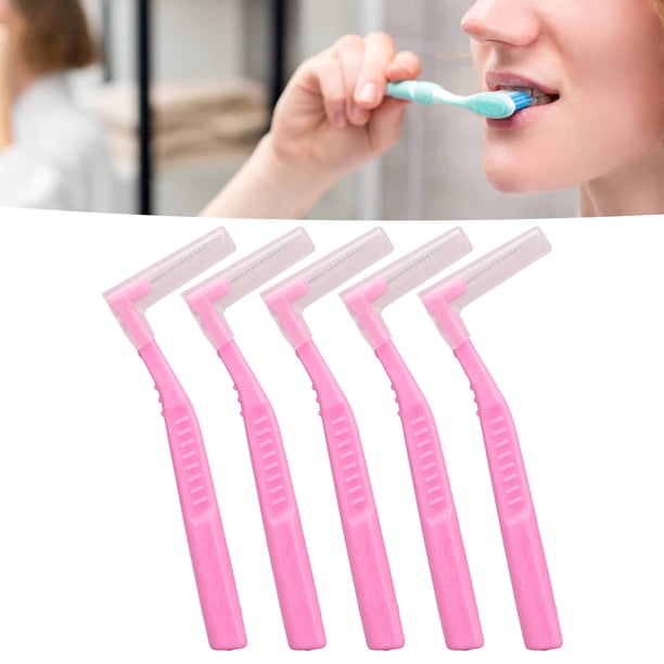 Cepillo Interdental, Fácil Uso Hilo Cabeza 5 PCS Portátil En Forma de L Cepillos Interdinientes Diseño de Alambre Plano Interdental Cepillo de Dientes para Limpieza de