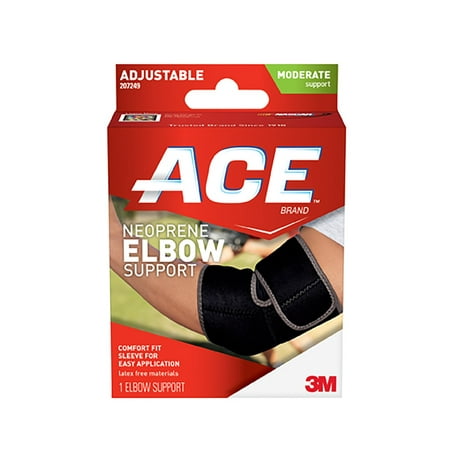 ACE Brand Neoprene Elbow Support, Adjustable, Black, 1/Pack