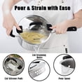 thumbnail image 3 of Rorence 3.7 Quart Stainless Steel Saucepan with Tempered Glass Strainer Lid, Sauce Pan with Two Sides Pour Spout and Riveted Silicone Handles, 3 of 6