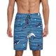 thumbnail image 1 of Balery Sharks on White Blue Striped Pantalones cortos de pijama de punto de algodón para hombre con cinturilla y bolsillos-Small, 1 of 6