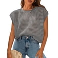 thumbnail image 1 of Top Prettygarden - Jersey de ganchillo para mujer, primavera-verano, color gris, 1 of 8