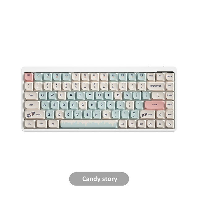 YK75 84-Key Mechanical Keyboard with Low-Profile Cyan Switches, Tri-Mode Connectivity (2.4G/BT5.0/Type-C), 17 RGB Backlight Effects, 5-Level Brightness, N-Key Rollover, 1850mAh Rechargeable Battery,