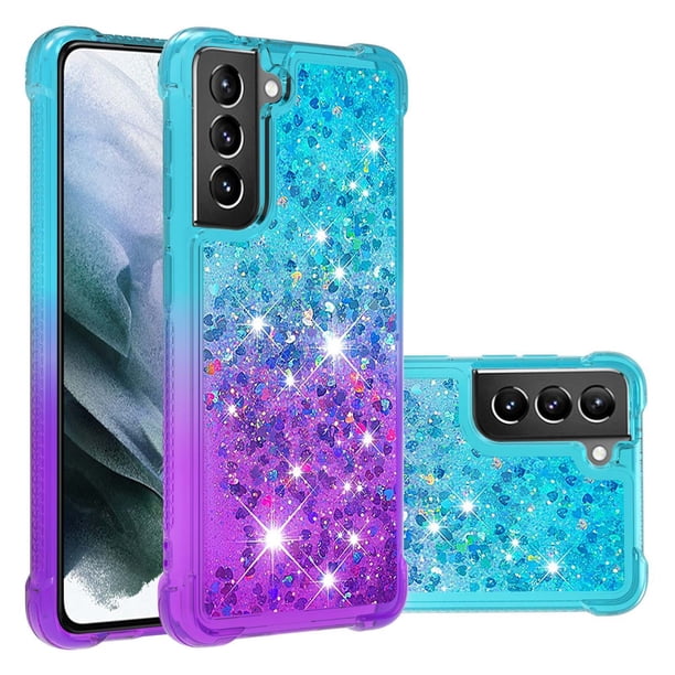 Funda para Samsung Galaxy S21 Plus 5G Transparente con Brillos Carcasa Protectora Antigolpes con Glitter Brillante