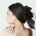 thumbnail image 2 of Unique Bargains 1 Pc Hair Clip Floral Bow Pattern Claw Clip 7.87"x1.77"x12.20" Black Red, 2 of 5