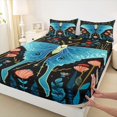 thumbnail image 4 of jejeloiu Mystical Moth Bed Sheets For Girls,Moon Print Full Size Sheets,Black Teal Pink,4-Piece,1 Flat Sheet, 1 Fitted Sheet and 2 Pillowcases, 4 of 6