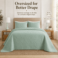 thumbnail image 6 of Noaman 3 Piece Reversible Bedspread Set Seafoam Full/Queen, Oversized Microfiber Coverlet with Quilted Medallion Design, Hypoallergenic Polyester Filling, Includes 2 Shams, Green, 6 of 10