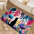 thumbnail image 3 of 1pc Black Cat Among Flowers Absorbent Non-Slip Bathroom Thickened Flannel Rug Decor,Soft,Quick Drying,Suitable For Indoor/outdoor Use,Bathrooms,Bedrooms,Kitchens,Terrace,Laundry Rooms,16"x24", 3 of 9