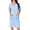 Blue Grid Floral, variant on Womens Nightgown Solid Color Causal Nightdress Women Comfy Short Sleeves