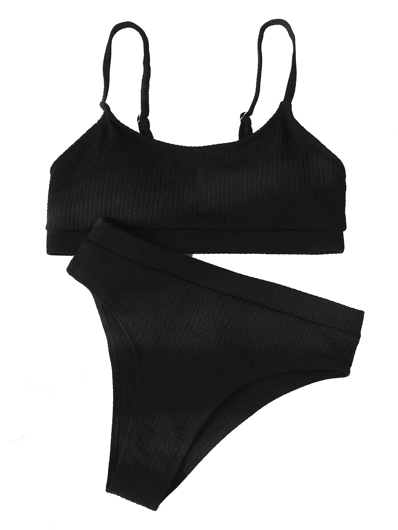 XS - L V Neck Ribbed Rings Female Swimsuit High Waist Bikini Women Swimwear  Two-pieces Bikini set