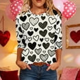thumbnail image 1 of Xuyuer Women's Casual 3/4 Sleeve T-Shirts Round Neck Cute Tunic Tops Basic Tees Blouses Business Work Tee Top Summer Tunic Tops Dressy T-Shirts Pleated Shirts Fit Pullover Tshirts, 1 of 8