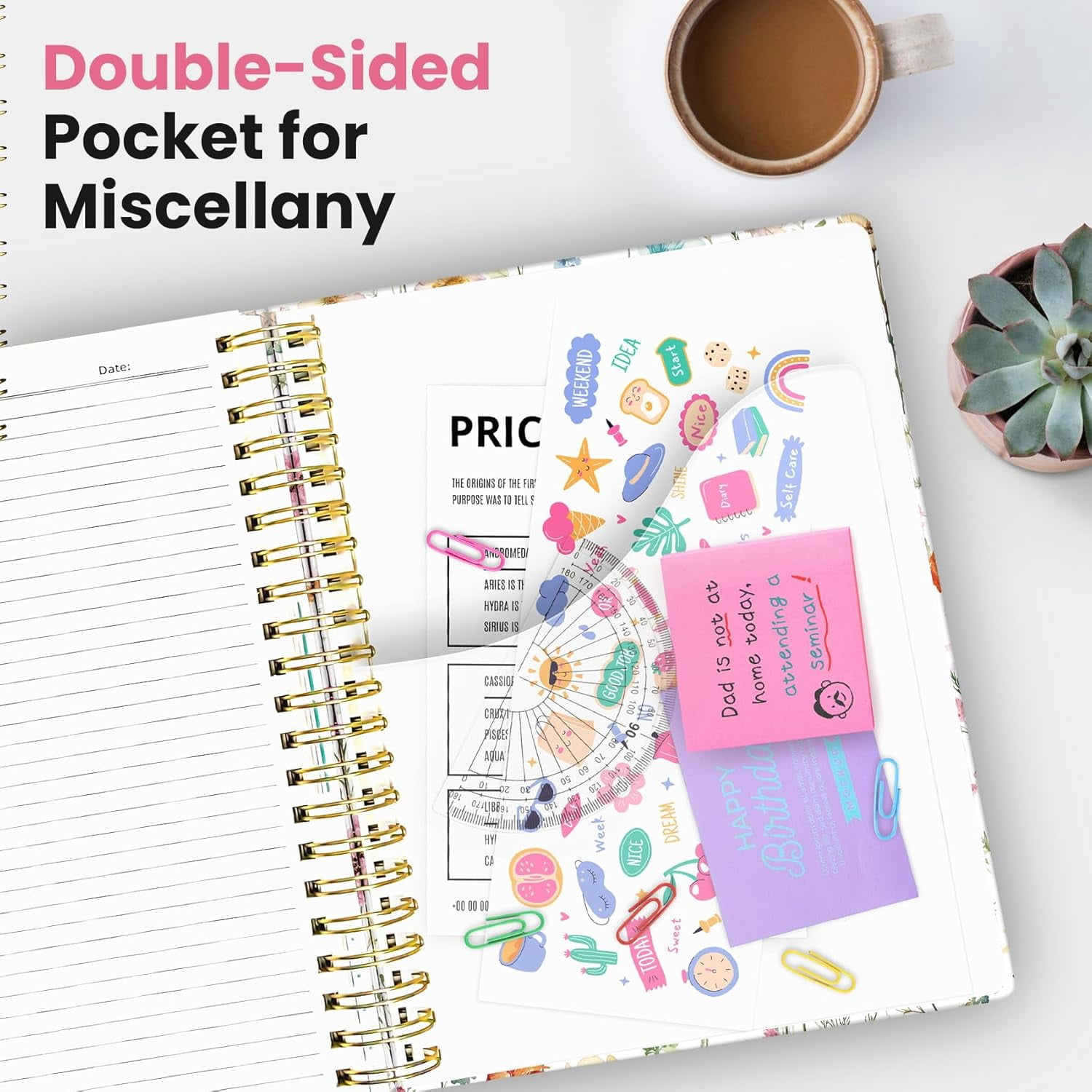 Large Spiral Lined Notebook for Work with Removable Dividers & Tabs, 8.5"x11" Hardcover 5‑Subject Journal for Women