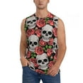 thumbnail image 3 of Uemuo Skull and Roses Pattern Men's Sleeveless T-Shirt,Muscle Athletic Tank Top, Moisture-wicking Quick-dry Breathable Classic Tee Top for Gym Run Outdoor Sports-Large, 3 of 8