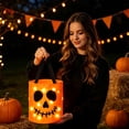 thumbnail image 6 of Light Up Halloween Glow Bag with LED Pumpkin Skull Design for Kids Trick or Treat Night Safety Party Favors, 6 of 6