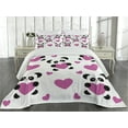 thumbnail image 2 of Ambesonne Cartoon Quilted Coverlet 3 Pcs, Love Pandas Hearts, King Size, Fuchsia Black White, 2 of 4