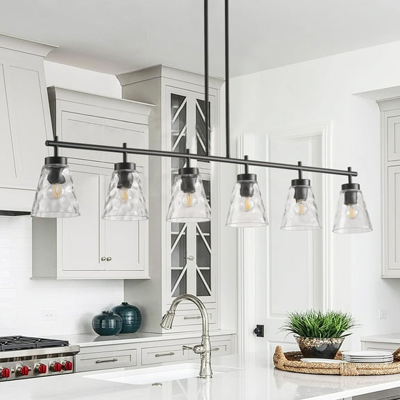 6-Light Industrial Chandelier, Modern Black Ceiling Pendant Lighting for Living Room Kitchen Island Foyer