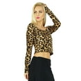 thumbnail image 3 of Bimba Women Leopard Print custom Crop Top Full Sleeve Short Blouse Boat Neck, 3 of 6