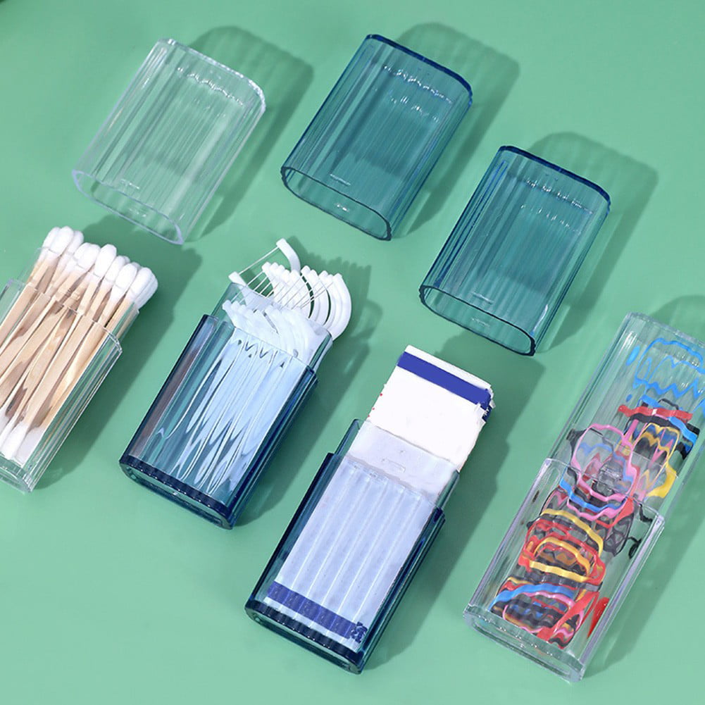 2pcs Portable Travel Clear Small Sorting Storage Box Cotton Swabs Band-Aid  