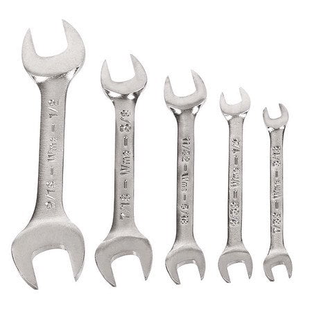 Williams WS-1605 5-Piece Short Double Head Open End Wrench Set