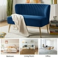 thumbnail image 3 of Tina's Home Velvet Upholstered Loveseat Sofa with Gold Metal Legs, Loveseat Living Room Chair Tufted Back Home Bedroom Navy, 3 of 7