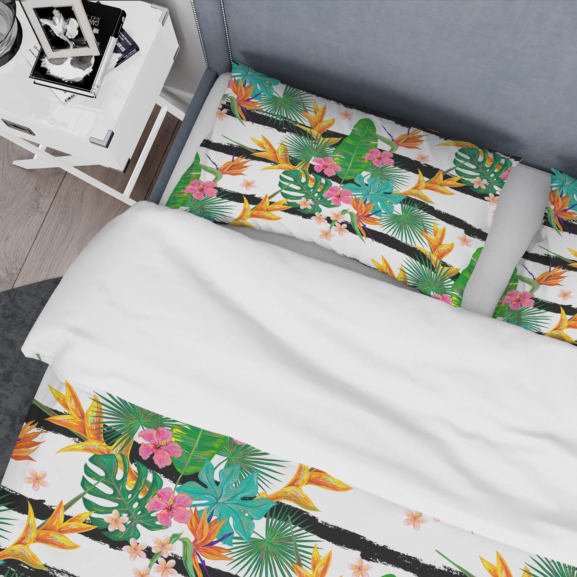 Designart 'Retro Tropical Leaves II' Mid-Century Modern Duvet Cover Set