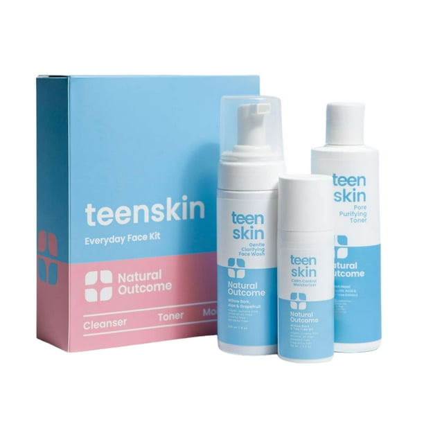 Kit de cuidado de la piel Natural Outcome Teen Skin de 3 pasos con limpiador facial, tónico e hidratante