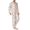 thumbnail image 2 of Naloa Cat And Rabbit Men’s Pajamas Set - Long Sleeve Button Down Sleep Shirt and Pajama Bottoms Sleepwear Set-X-Large, 2 of 7