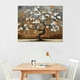 thumbnail image 2 of Shiartex Wall Art for Living Room Large Modern Wall Decor Canvas Paintings for Wall Decorations White Flower Graffiti on Brown Background Bedroom Office Artwork Plum Blossom Art Prints 16x12in, 2 of 6