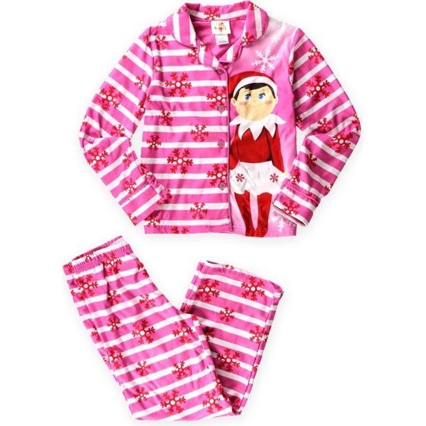 AME Girls Elf On A Shelf Pijama Sleep Set, Rosa, 8 AME Conjunto de pijama