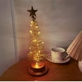 thumbnail image 5 of Christmas Tree 12.99ich Artificial Christmas Tree Lamp,Spiral Tree With Glittering LED Lights,AA Battery Operated Gold Light With Metal Stand for Table Home Wedding Bedroom Christmas Decor, 5 of 9