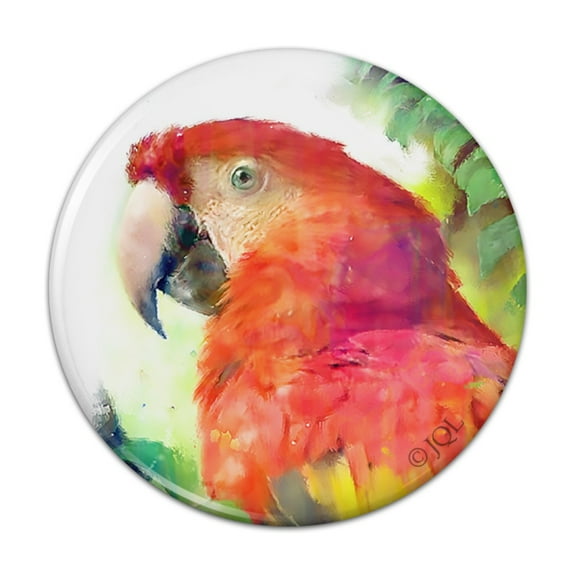 Rainforest Macaw Parrot Tropical Watercolor Pinback Button Pin