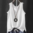 thumbnail image 5 of ClodeEU Women's Lightweight Crew Neck Sleeveless Linen Tank Top, Casual Loose Fit Summer Blouse White,Women's Plus XXL, 5 of 6